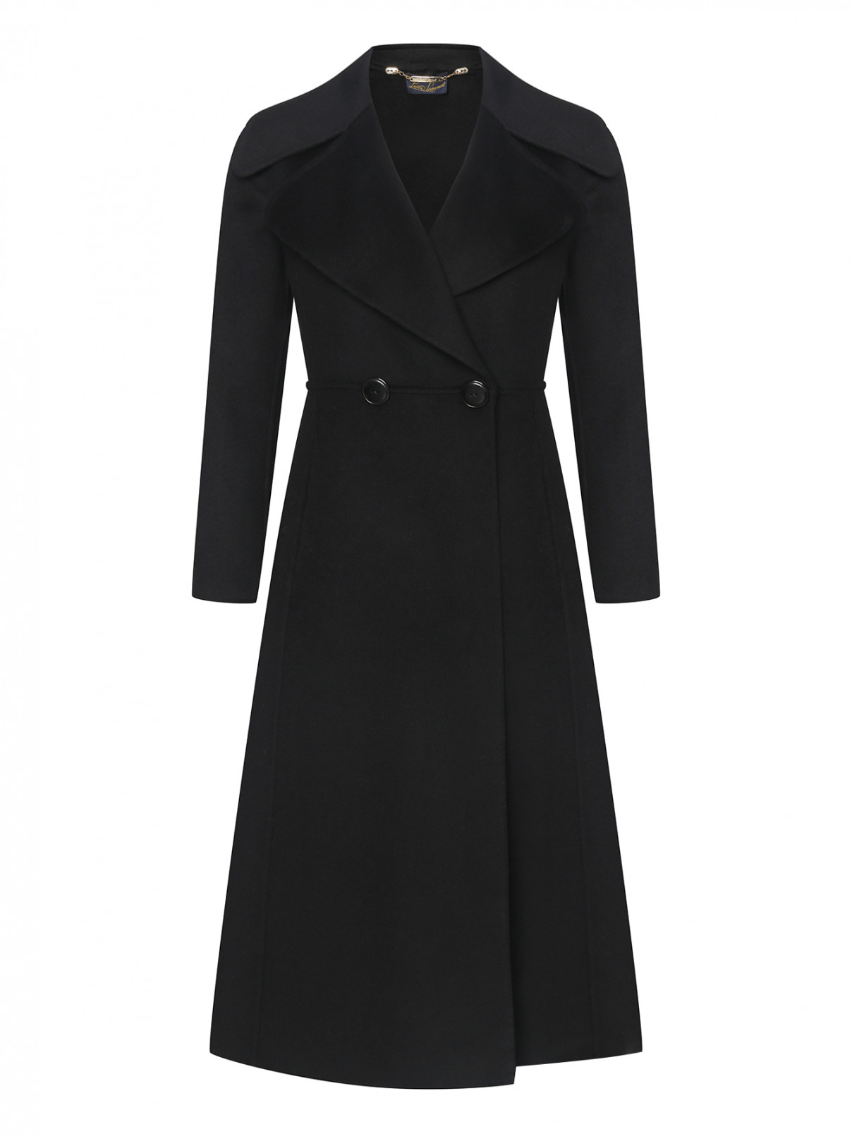 Пальто из шерсти приталенного кроя Luisa Spagnoli  –  Общий вид  – Цвет:  Черный