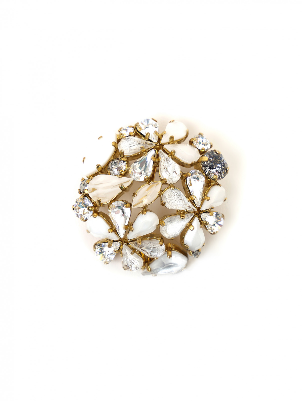 Брошь с кристаллами Swarovski и камнями Philippe Ferrandis  –  Общий вид  – Цвет:  Белый