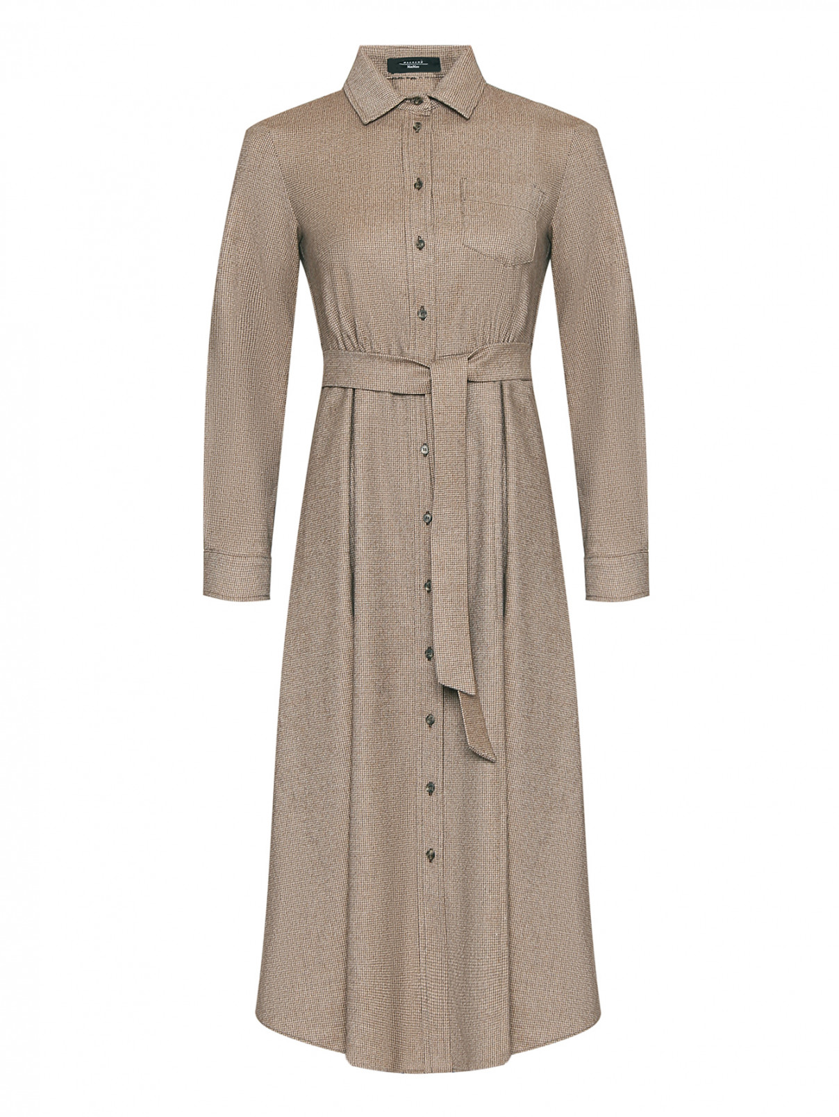 Платье из шерсти с отрезной талией Weekend Max Mara  –  Общий вид  – Цвет:  Коричневый