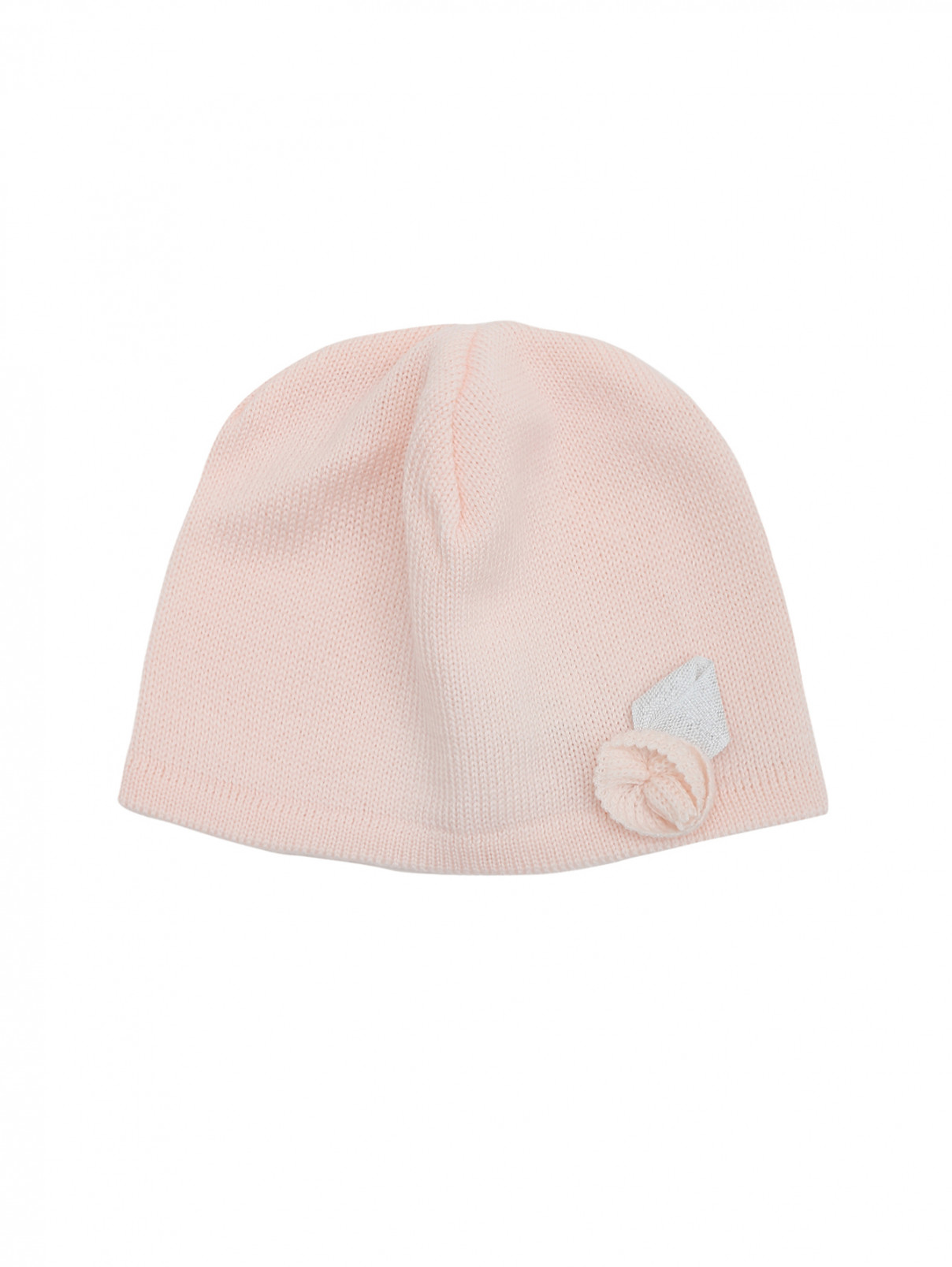 Шерстяная шапка с декором Bimbalo  –  Общий вид  – Цвет:  Розовый
