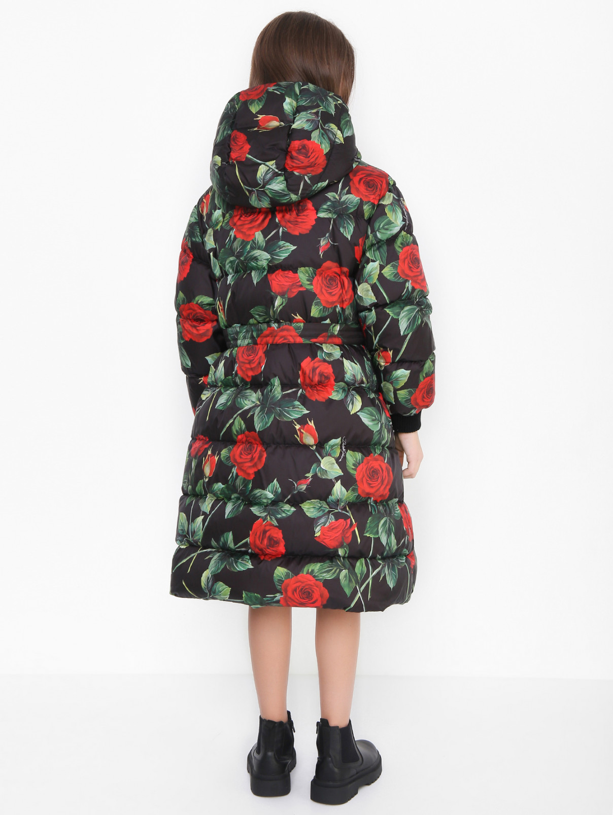 Пуховое пальто с цветочным узором Dolce & Gabbana  –  МодельВерхНиз1  – Цвет:  Узор