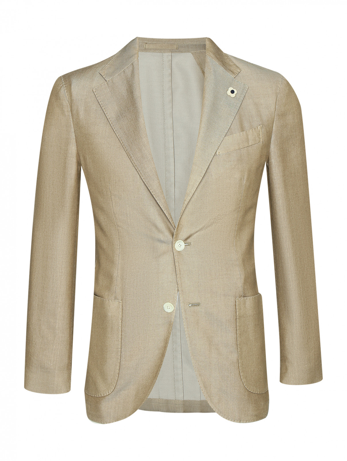 Пиджак из смешанной шерсти с карманами LARDINI  –  Общий вид  – Цвет:  Бежевый