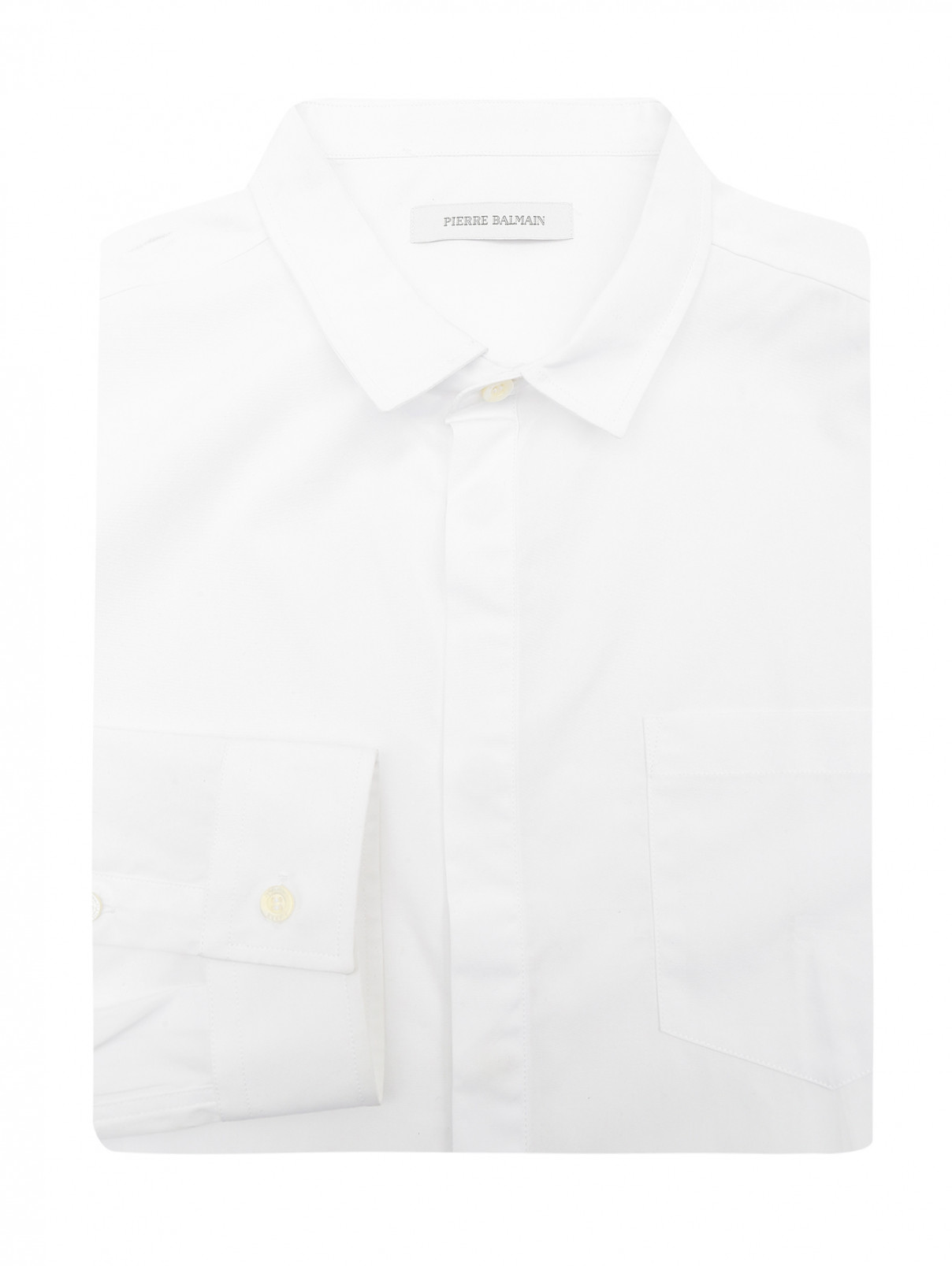 Рубашка из хлопка Pierre Balmain  –  Общий вид  – Цвет:  Белый