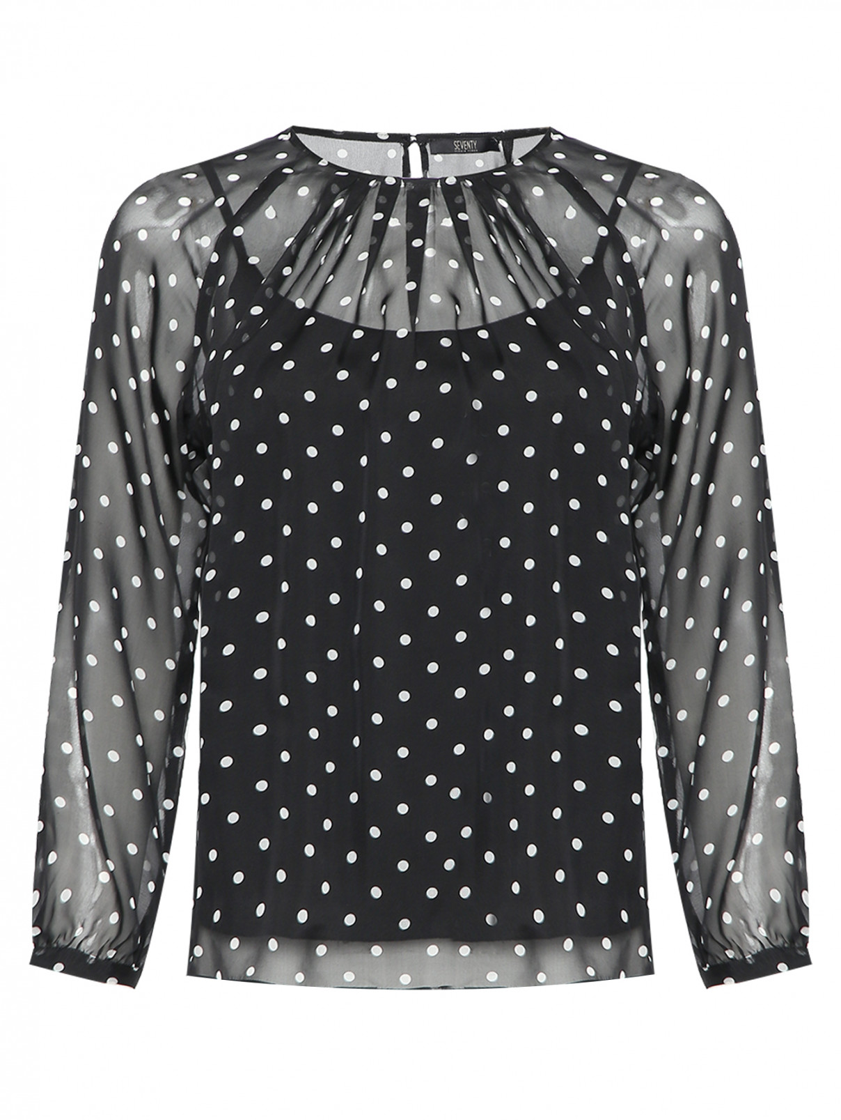 Блуза из шелка с узором горох Seventy  –  Общий вид  – Цвет:  Черный