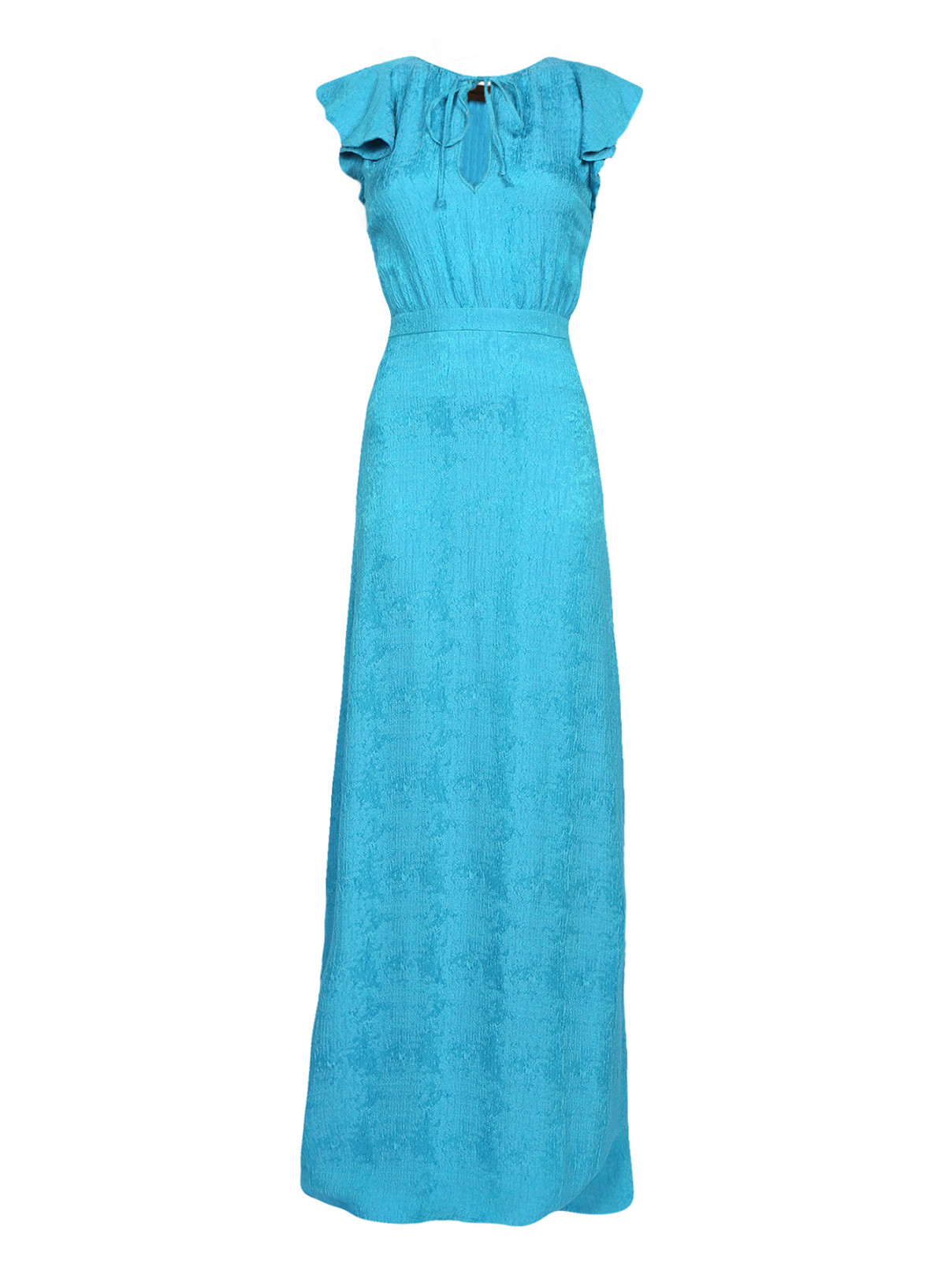 Платье-макси  прямого кроя JO NO FUI  –  Общий вид  – Цвет:  Синий