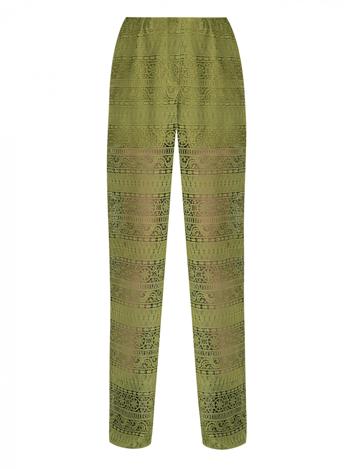 Широкие кружевные брюки на резинке Alberta Ferretti  –  Общий вид  – Цвет:  Зеленый