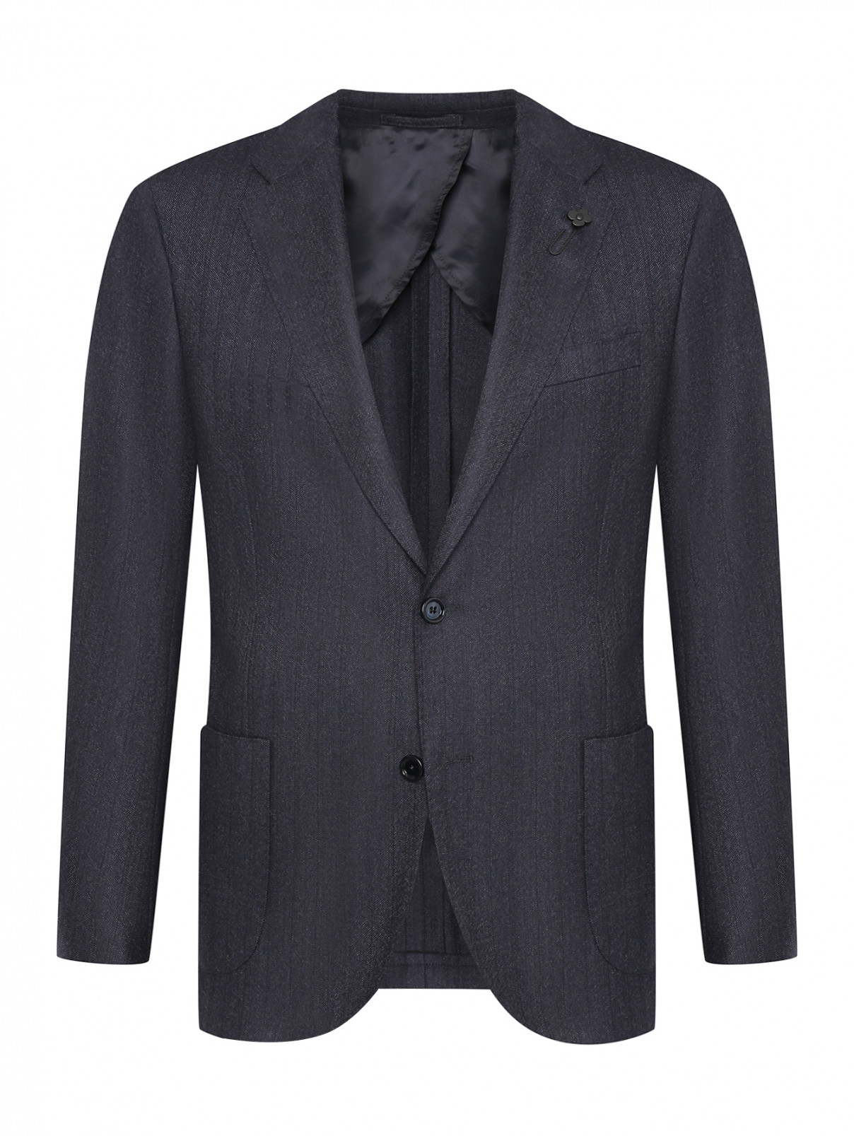 Однобортный пиджак из шерсти LARDINI  –  Общий вид  – Цвет:  Синий