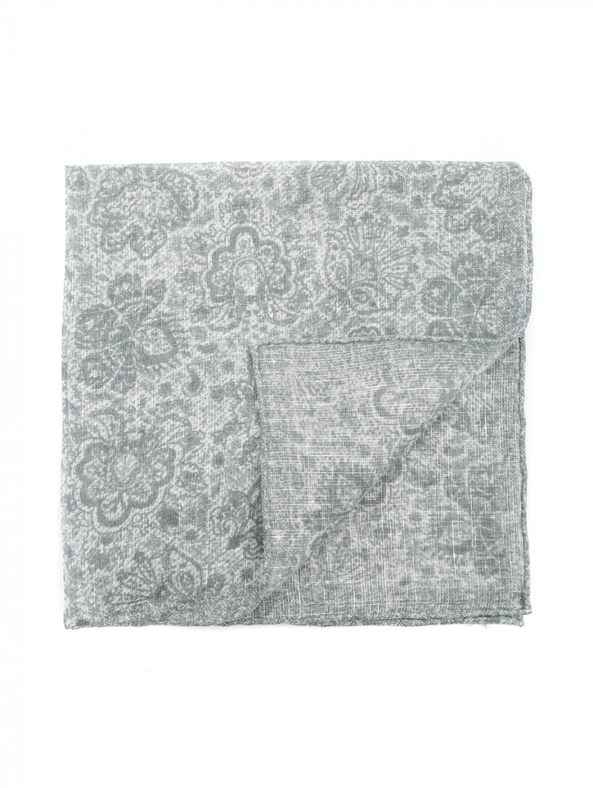 Платок из шелка с узором Isaia  –  Общий вид  – Цвет:  Серый