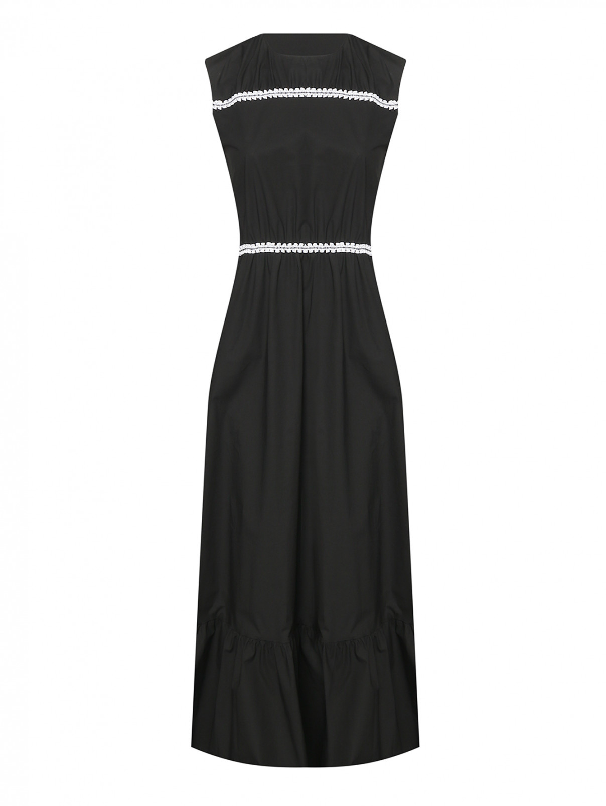 Платье-макси с контрастной отделкой Moschino Boutique  –  Общий вид  – Цвет:  Черный