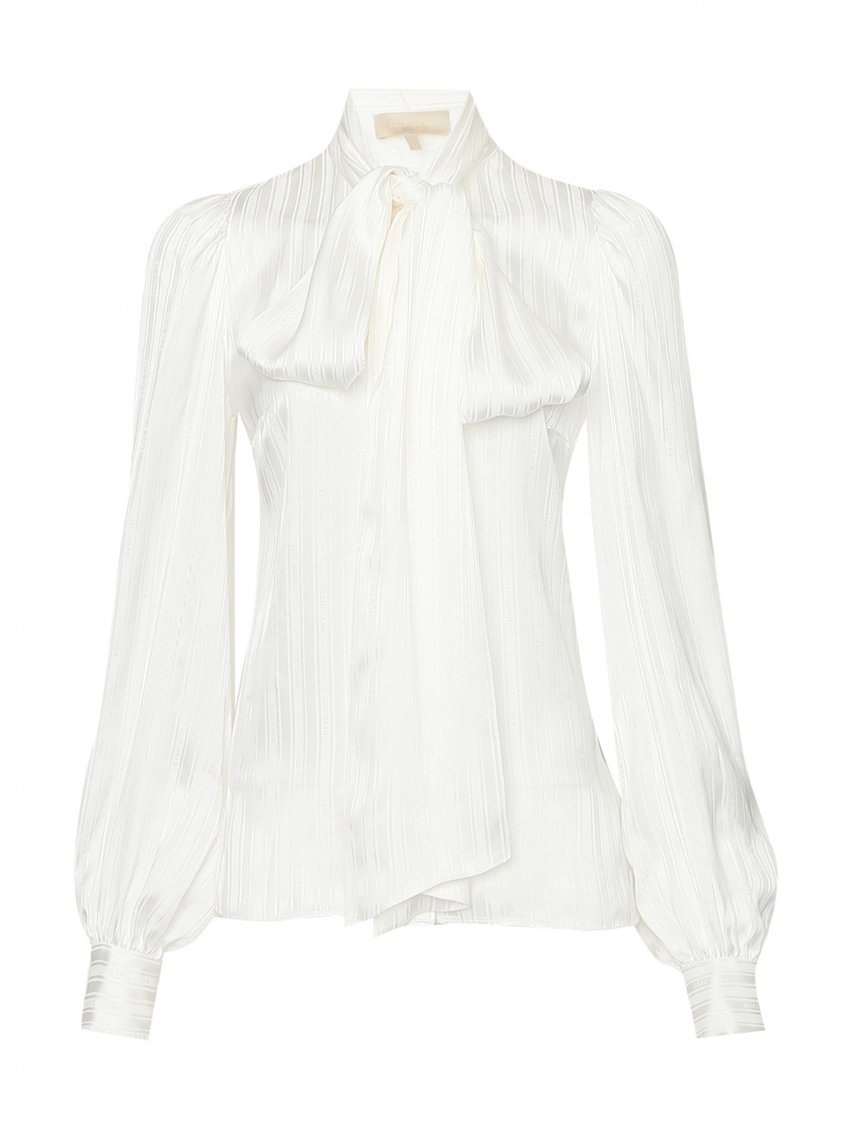 Блуза из района в полоску Elie Saab  –  Общий вид  – Цвет:  Белый