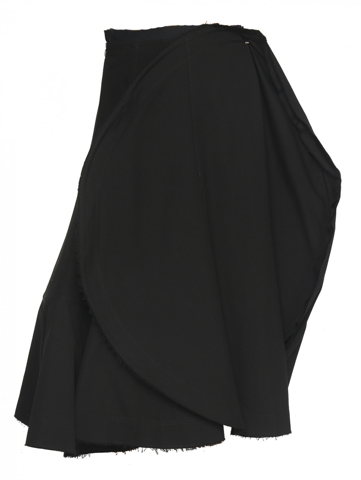 Хлопковая однотонная юбка Sportmax  –  Общий вид  – Цвет:  Черный