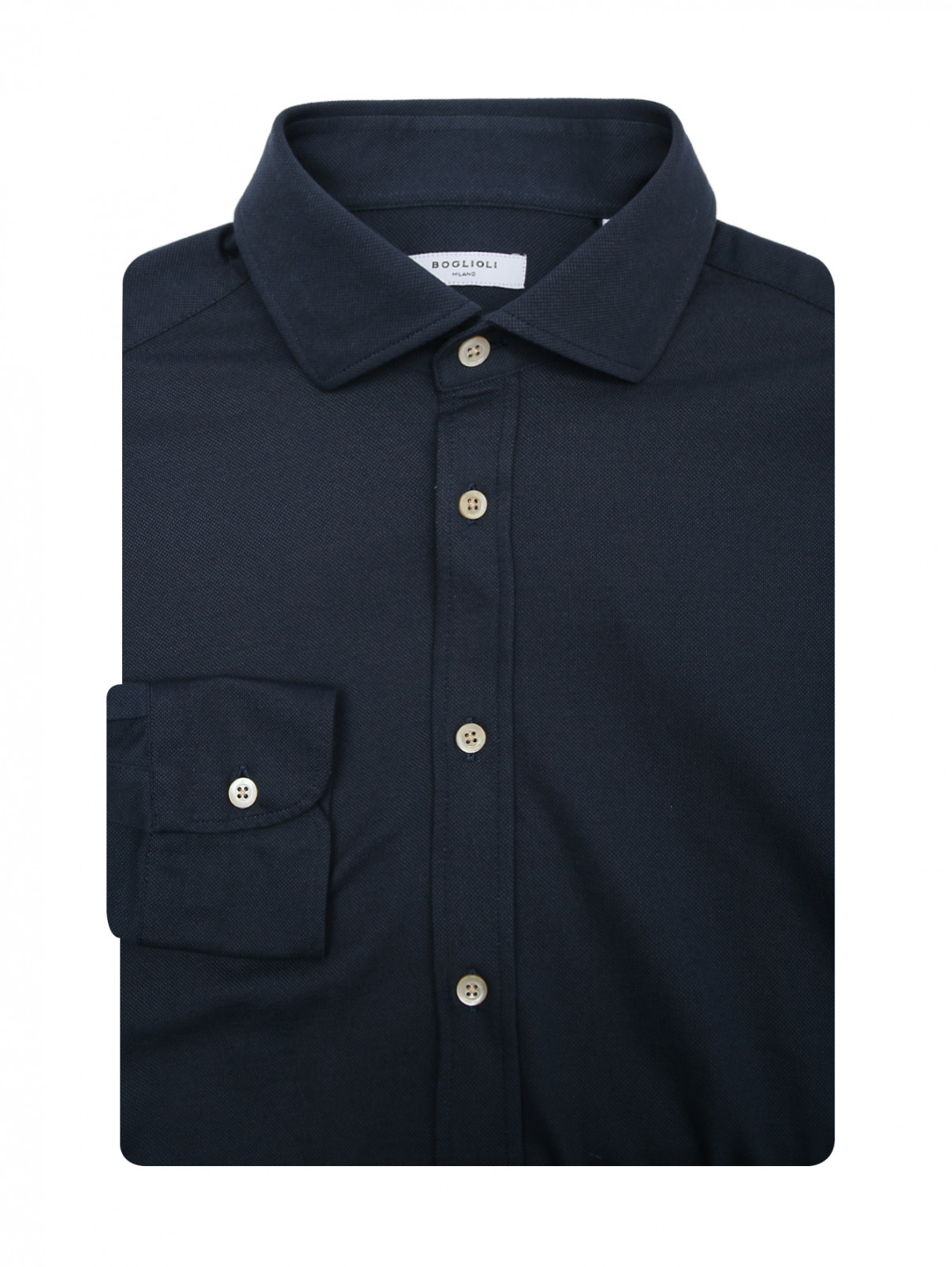 Рубашка из хлопка на пуговицах Boglioli  –  Общий вид  – Цвет:  Синий