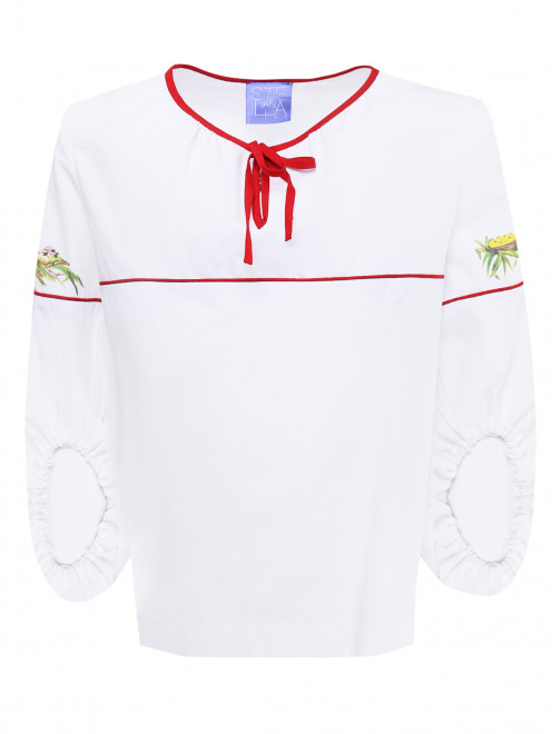 Блуза хлопковая в крестьянском стиле - Общий вид