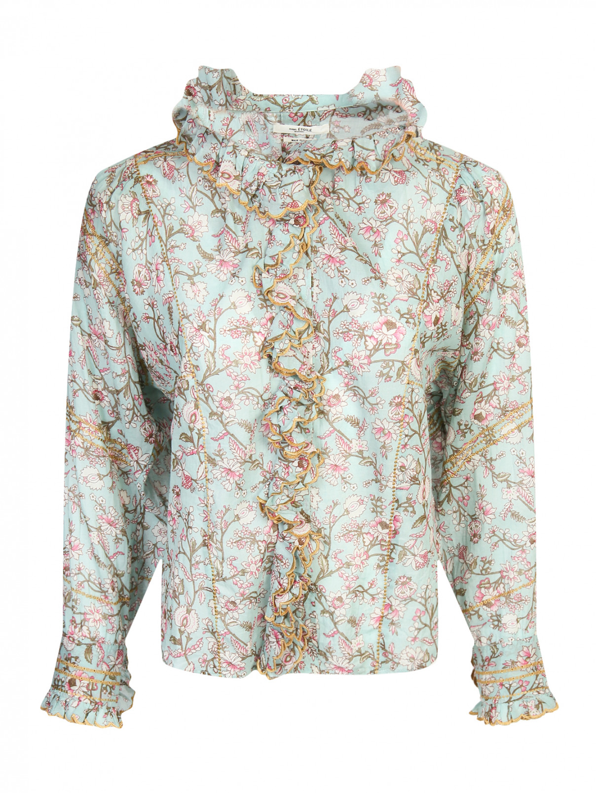 Блуза из хлопка с цветочным узором Isabel Marant  –  Общий вид  – Цвет:  Зеленый