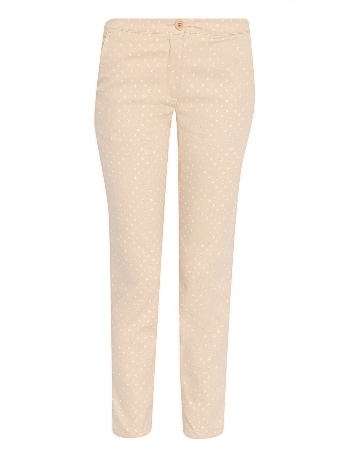 Укороченные брюки из хлопка с узором PennyBlack  –  Общий вид  – Цвет:  Бежевый