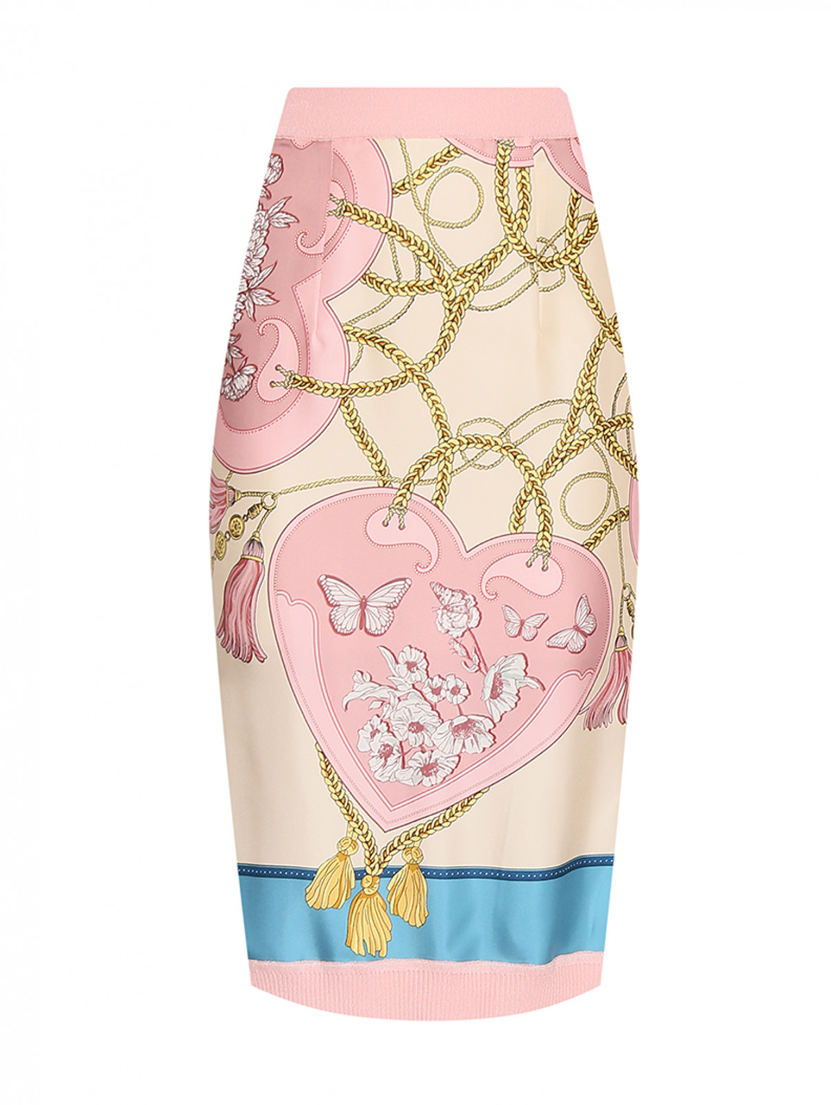 Комбинированная юбка с узором Etro  –  Общий вид  – Цвет:  Розовый