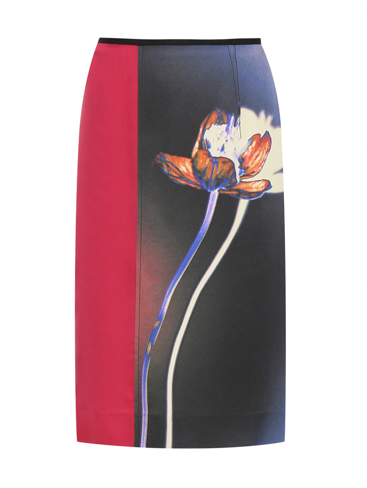 Юбка прямого кроя с цветочным узором Paul Smith  –  Общий вид  – Цвет:  Черный