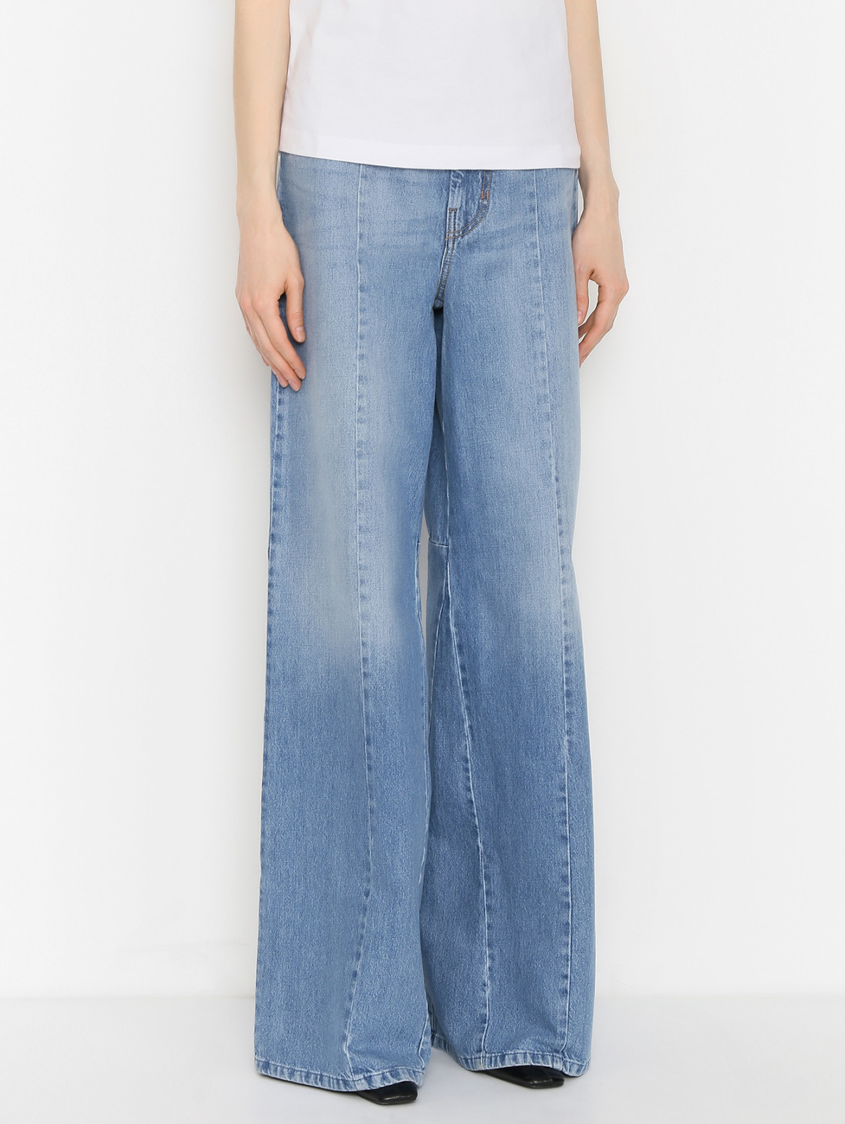 Широкие джинсы из хлопка Weekend Max Mara  –  МодельВерхНиз  – Цвет:  Синий