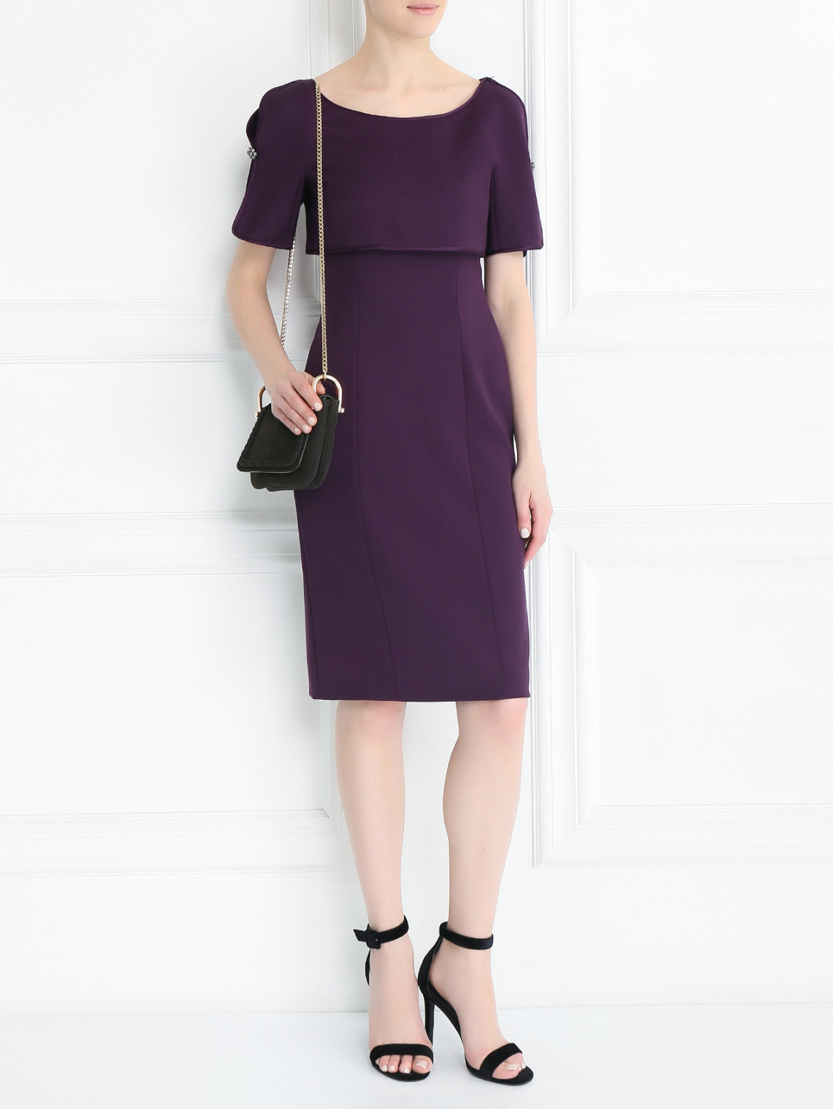 Платье-мини из шерсти Alberta Ferretti  –  Модель Общий вид  – Цвет:  Фиолетовый