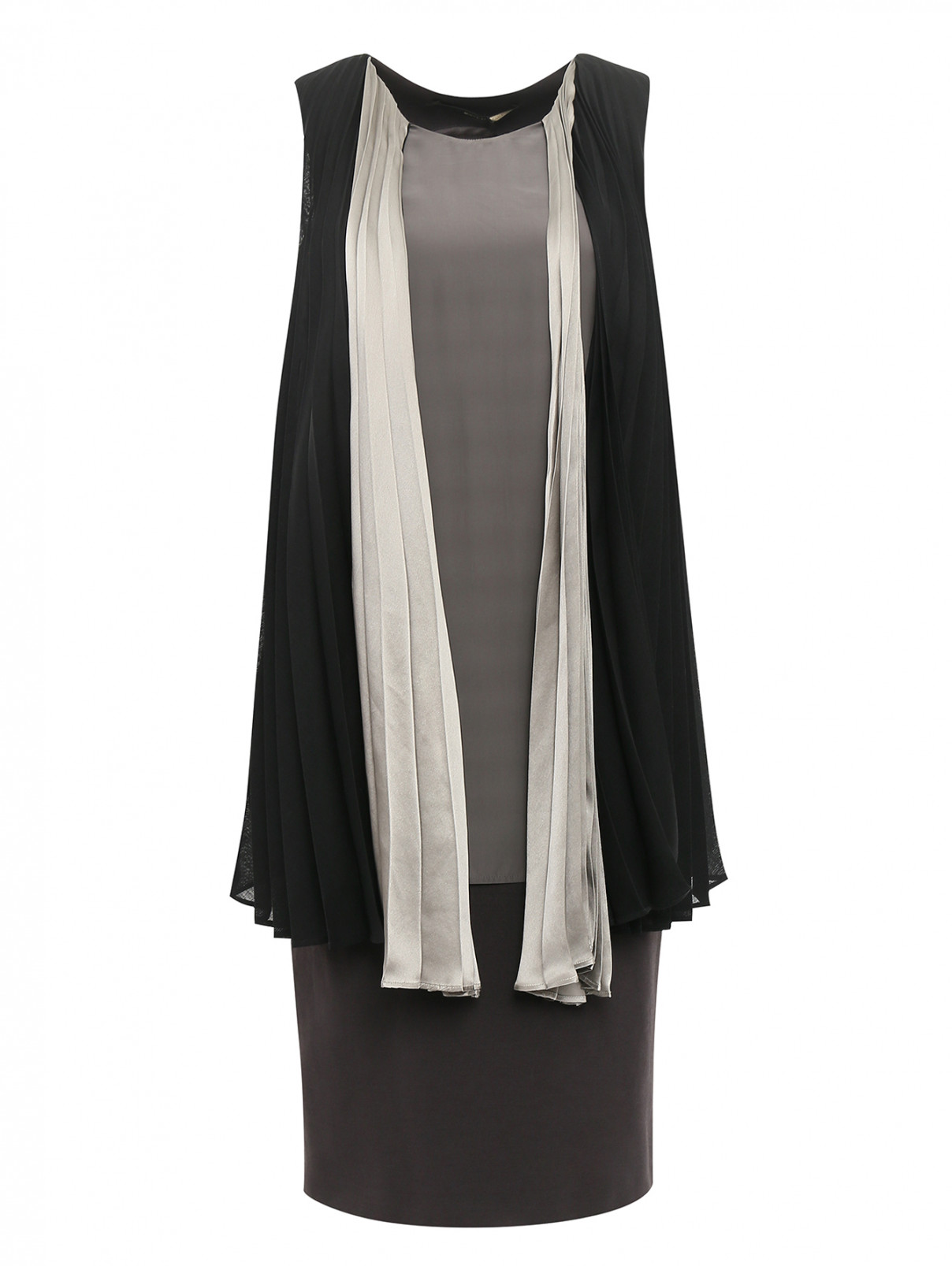 Платье-миди декорированное плиссировкой Maurizio Pecoraro  –  Общий вид  – Цвет:  Черный