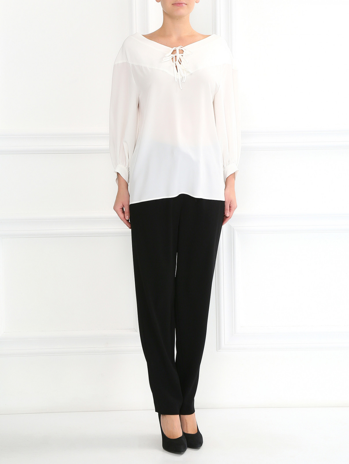 Блуза из шелка свободного кроя Barbara Bui  –  Модель Общий вид  – Цвет:  Белый