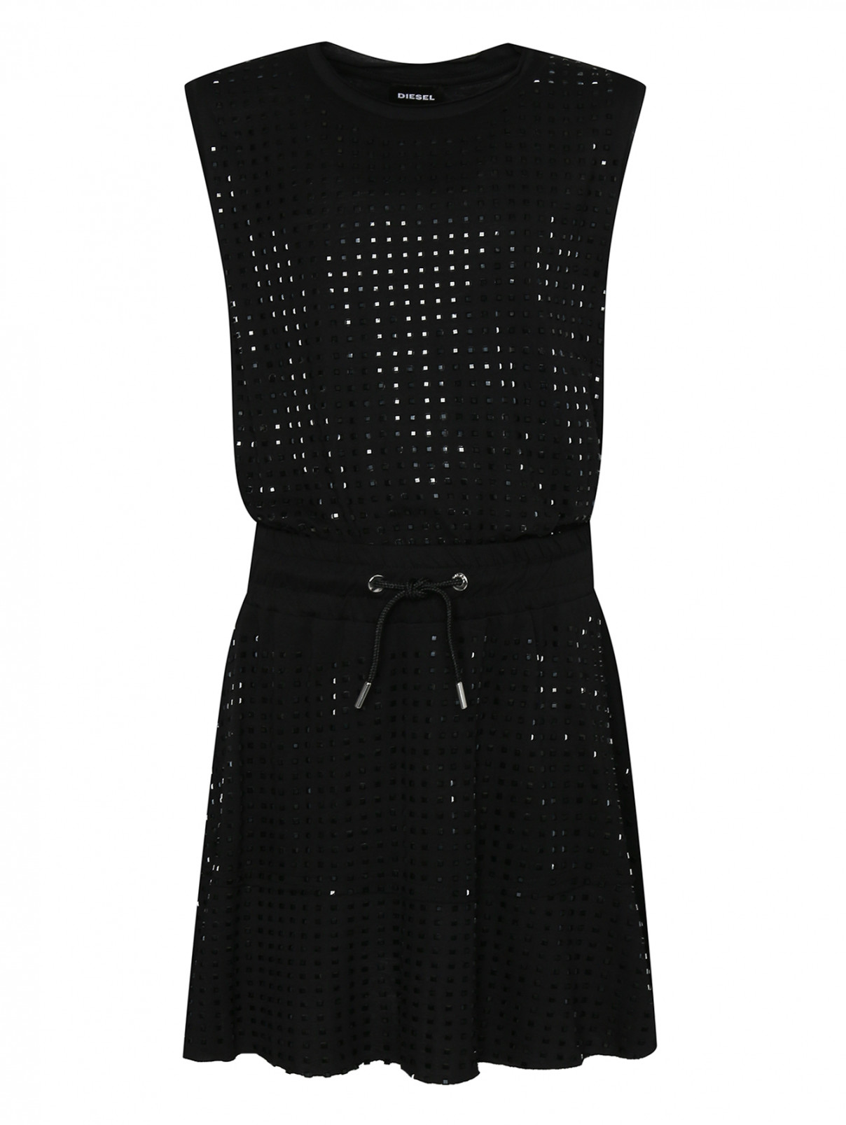 Платье из хлопка со стразами Diesel  –  Общий вид  – Цвет:  Черный