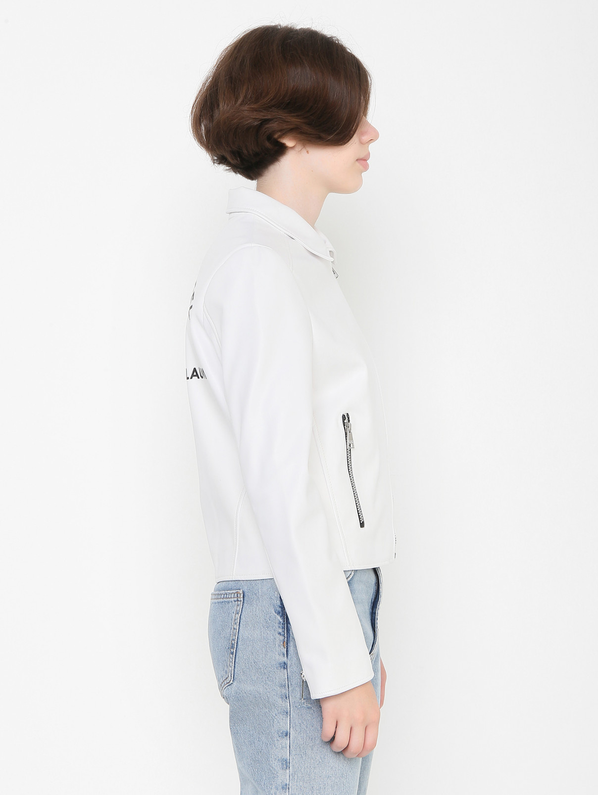 Куртка из экокожи с принтом Karl Lagerfeld  –  МодельВерхНиз2  – Цвет:  Белый