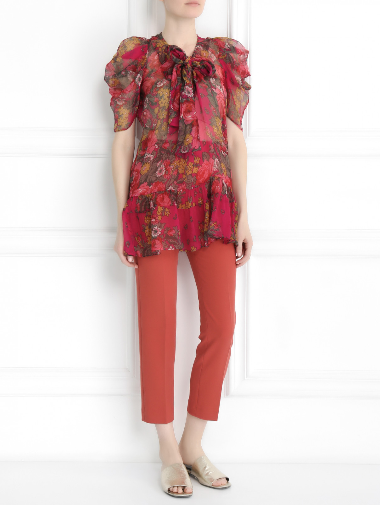 Блуза из шелка с цветочным узором Kenzo  –  Модель Общий вид  – Цвет:  Розовый