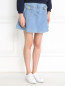 Джинсовая юбка-мини с контрастными пуговицами Love Moschino  –  Модель Верх-Низ