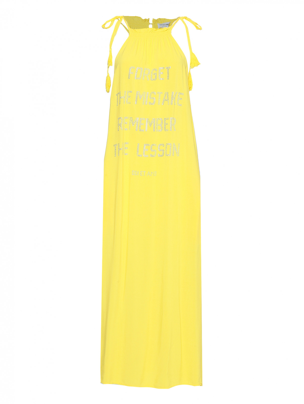 Платье-миди свободного кроя с кристаллами ODI ET AMO  –  Общий вид  – Цвет:  Желтый