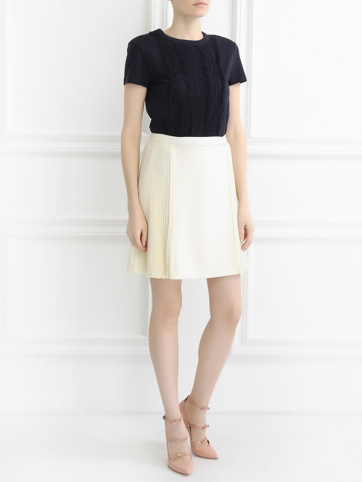 Плиссированная юбка-мини с запахом Philosophy di Alberta Ferretti  –  Модель Общий вид  – Цвет:  Белый