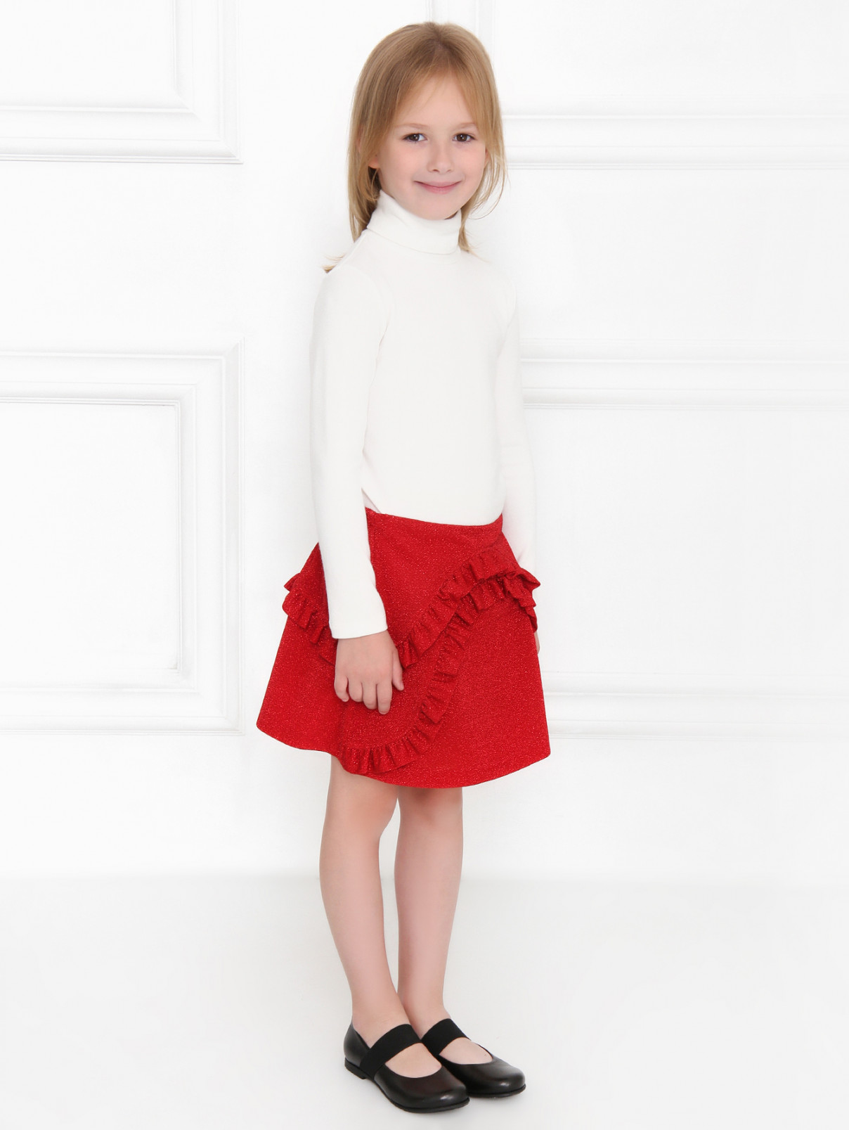 Юбка-мини с декором Baby Dior  –  Модель Общий вид  – Цвет:  Красный