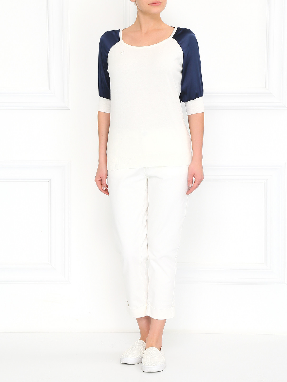 Пуловер из хлопка и шелка BOSCO  –  Модель Общий вид  – Цвет:  Белый