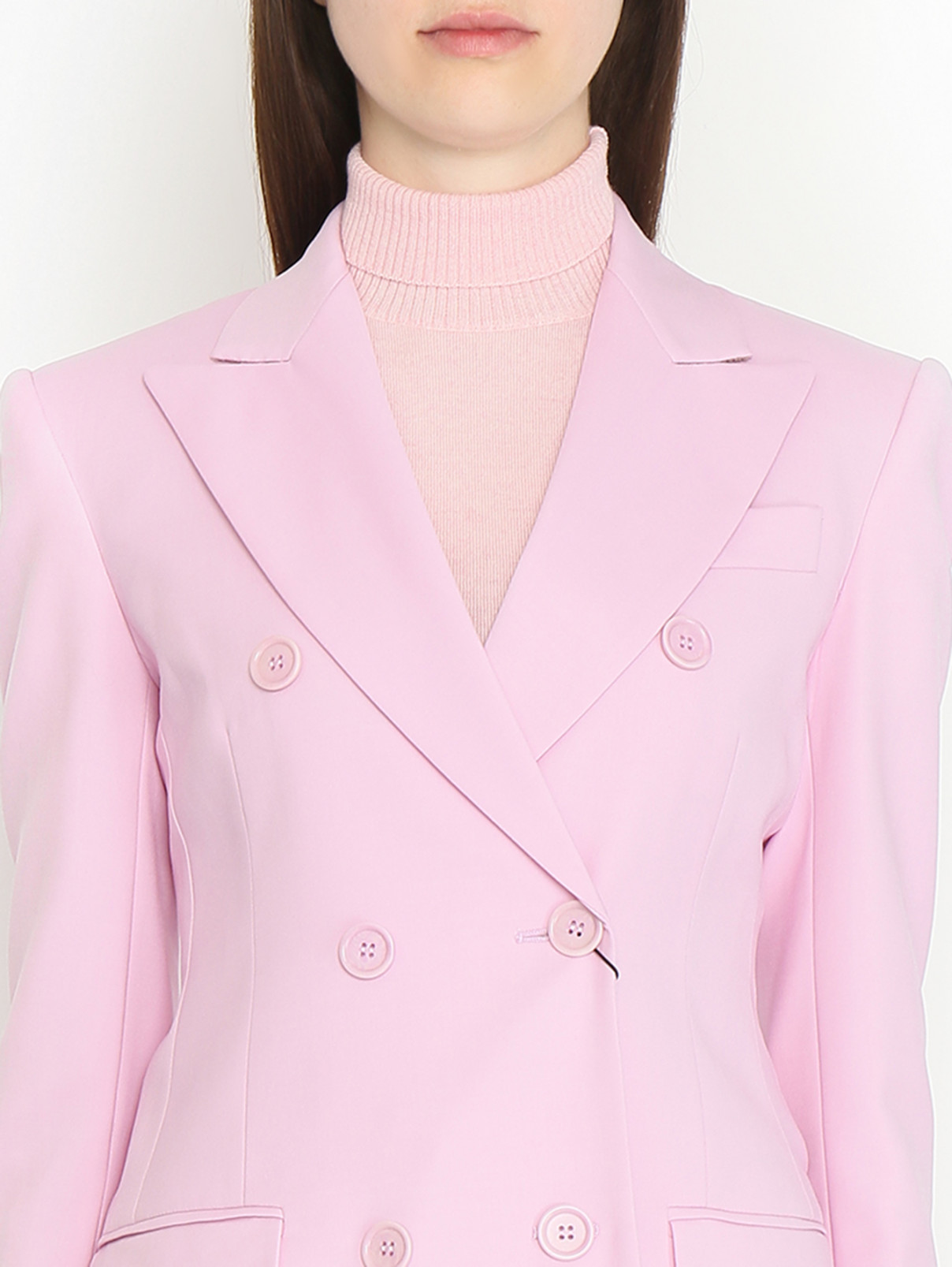 Двубортный жакет из шерсти Sportmax  –  МодельОбщийВид1  – Цвет:  Розовый
