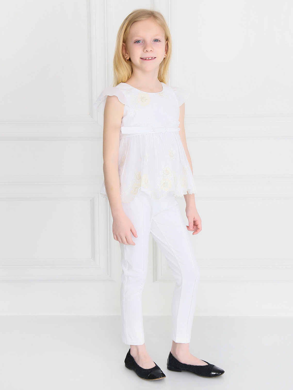 Трикотажные брюки на резинке Aletta  –  Модель Общий вид  – Цвет:  Белый