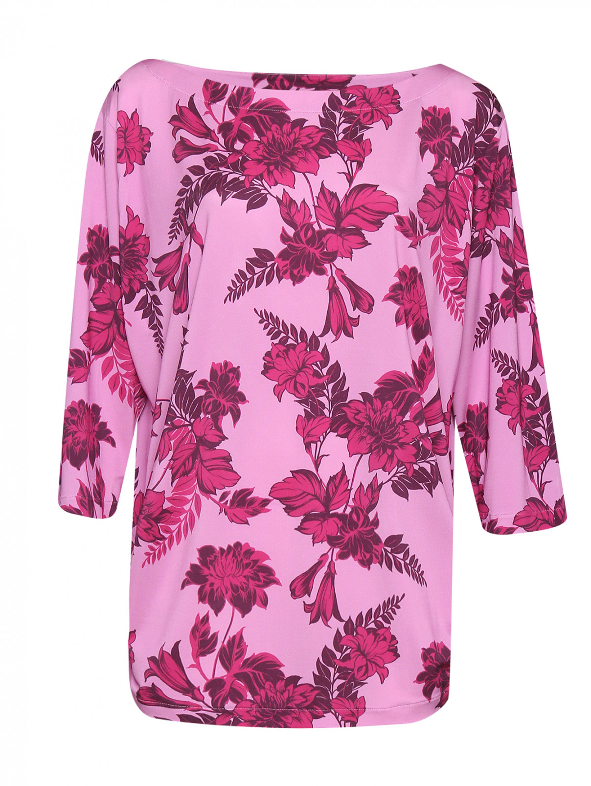 Блуза с цветочным узором Marina Rinaldi  –  Общий вид  – Цвет:  Фиолетовый