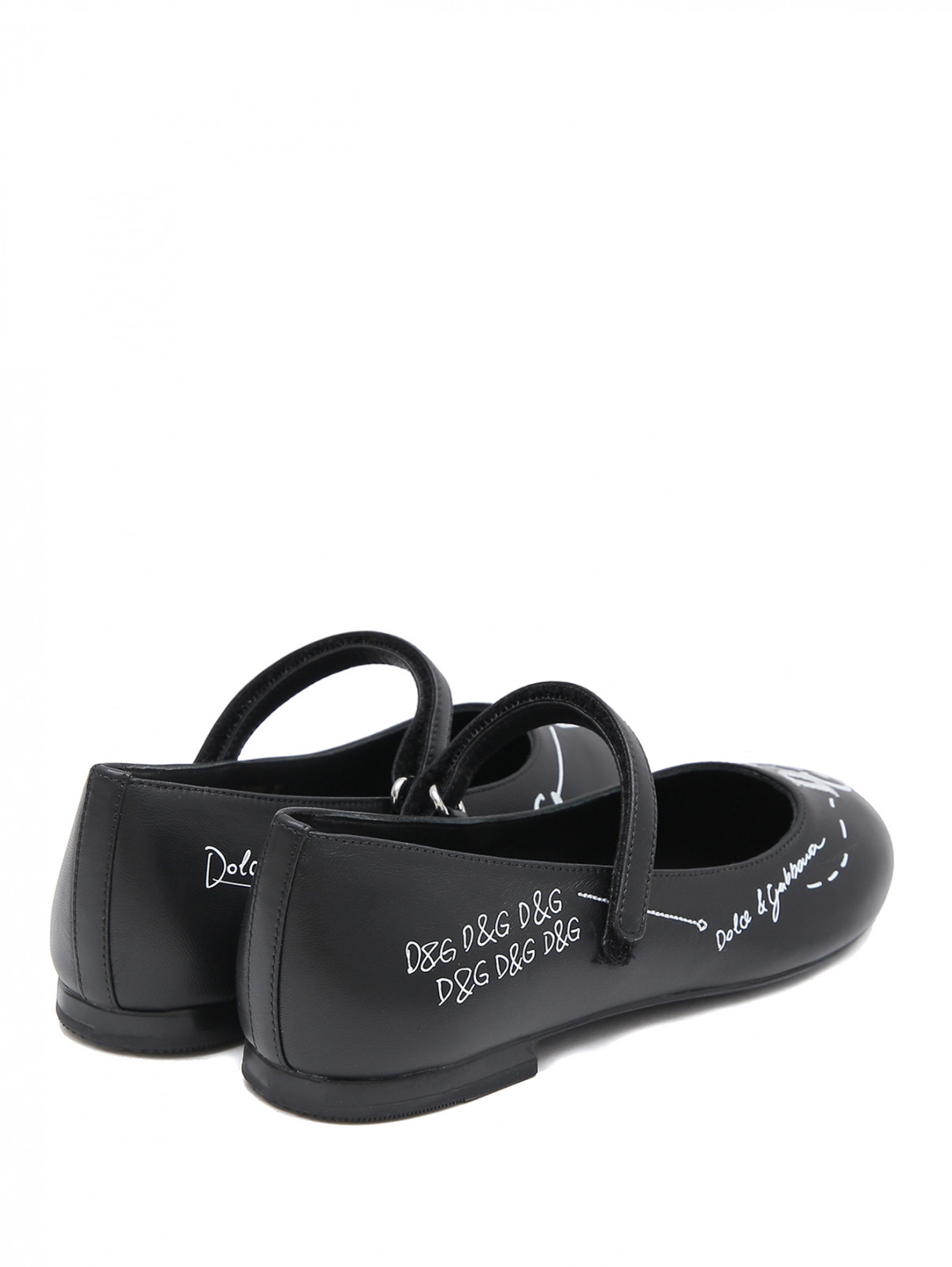 Кожаные туфли с принтом Dolce & Gabbana  –  Обтравка2  – Цвет:  Черный