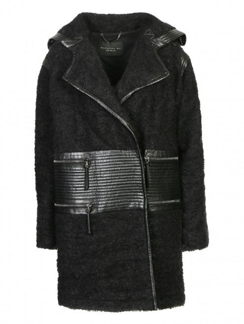 Пальто из шерсти и шелка с кожаными вставками Barbara Bui - Общий вид