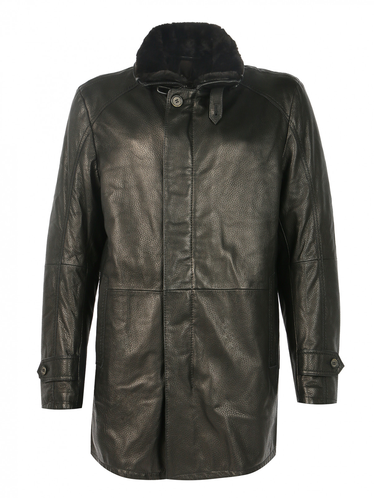 Куртка из кожи с подкладом из меха Gimo'S  –  Общий вид  – Цвет:  Черный