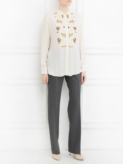 Блуза с аппликацией декорированная бисером - Общий вид