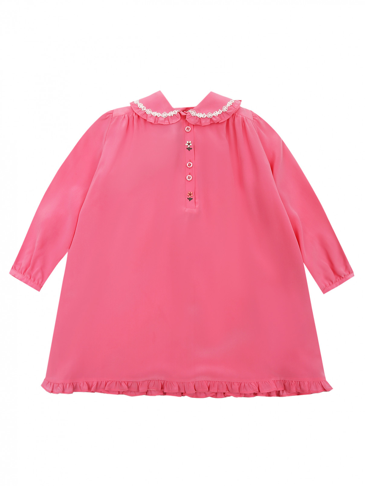 Платье из шелка с вышивкой Gucci  –  Общий вид  – Цвет:  Розовый