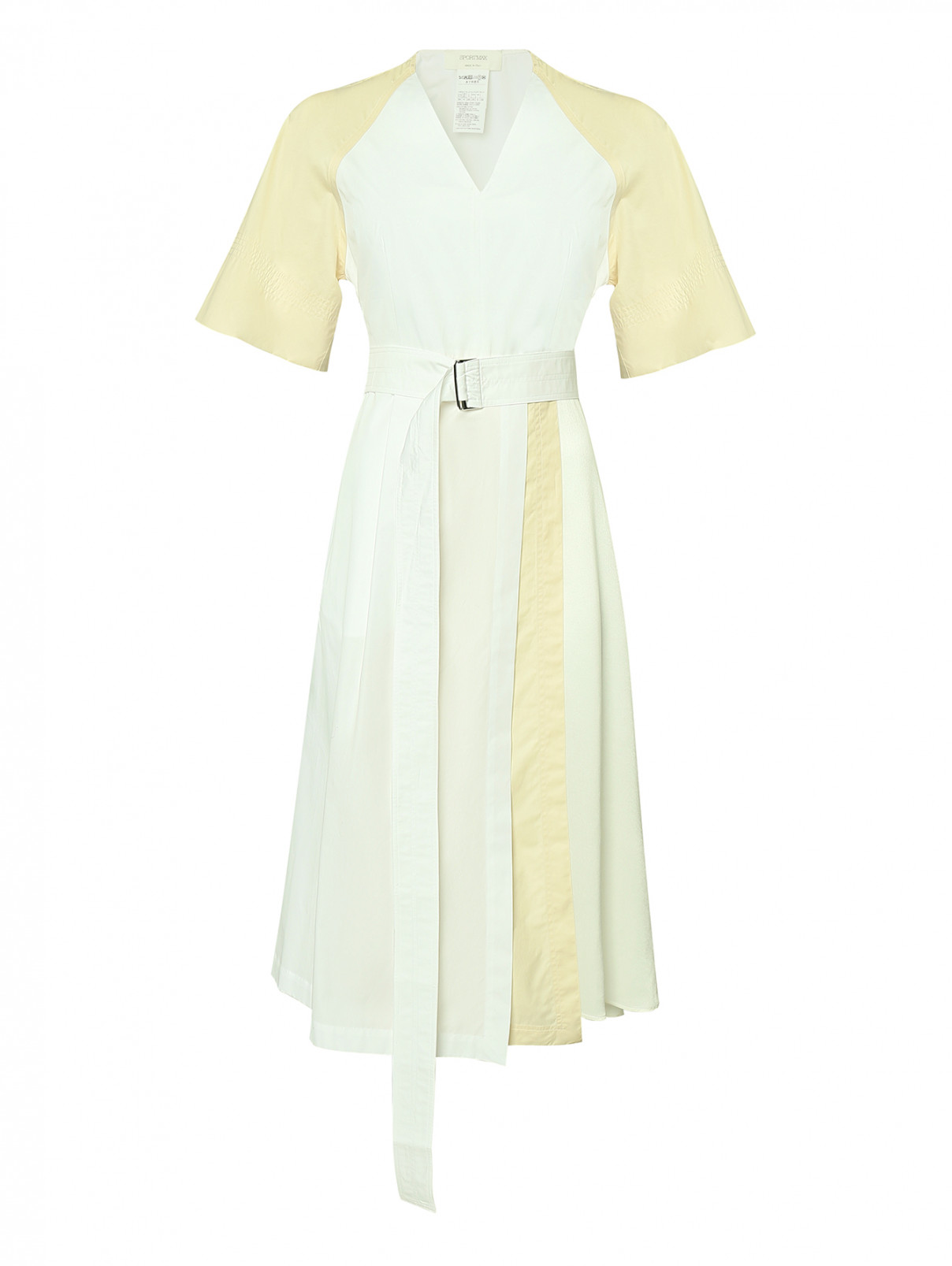 Платье из хлопка комбинированное Sportmax  –  Общий вид  – Цвет:  Белый