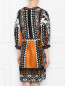 Платье из шелка с принтом и кружевной отделкой Alberta Ferretti  –  МодельВерхНиз1