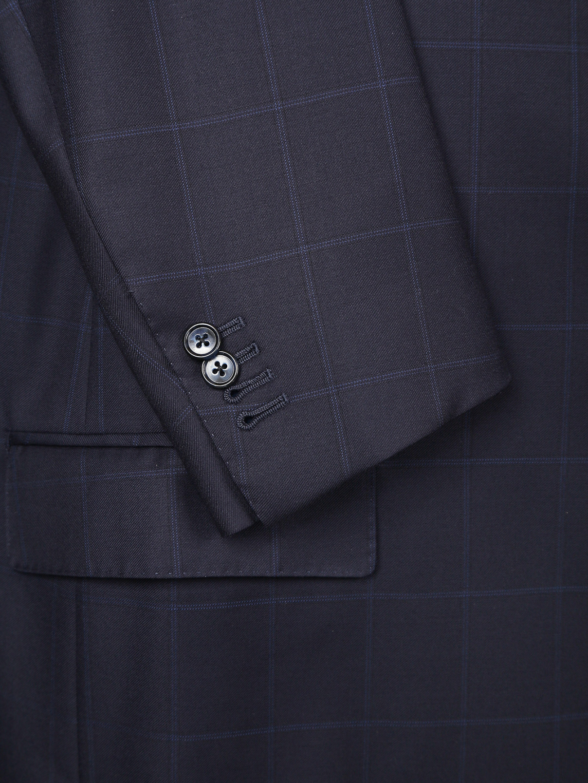 Пиджак однобортный из шерсти с узором "клетка" Corneliani  –  Деталь  – Цвет:  Синий