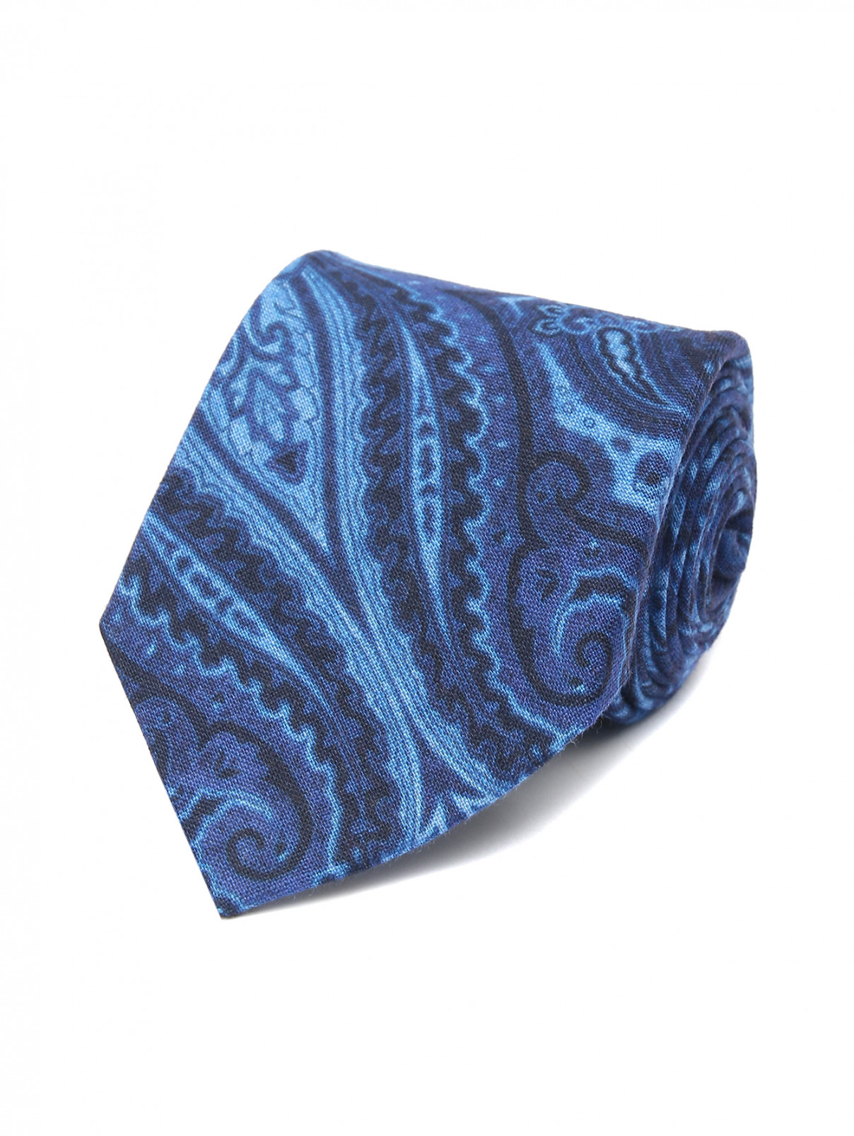 Галстук из шелка с узором Etro  –  Общий вид  – Цвет:  Синий