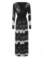 Платье-макси с юбкой плиссэ и узором Cavalli class  –  Общий вид