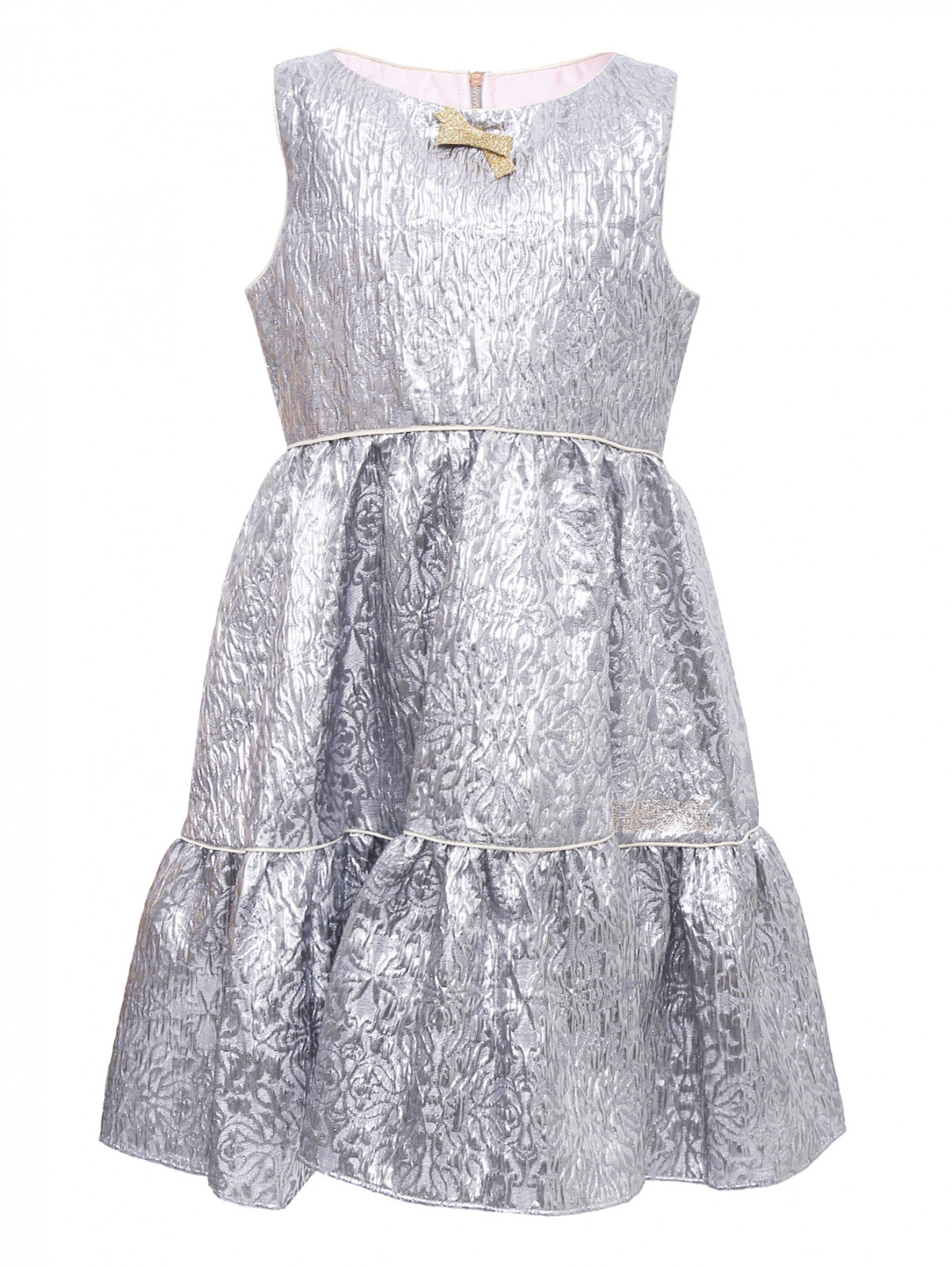 Платье из жаккарда с декором MiMiSol  –  Общий вид  – Цвет:  Серый