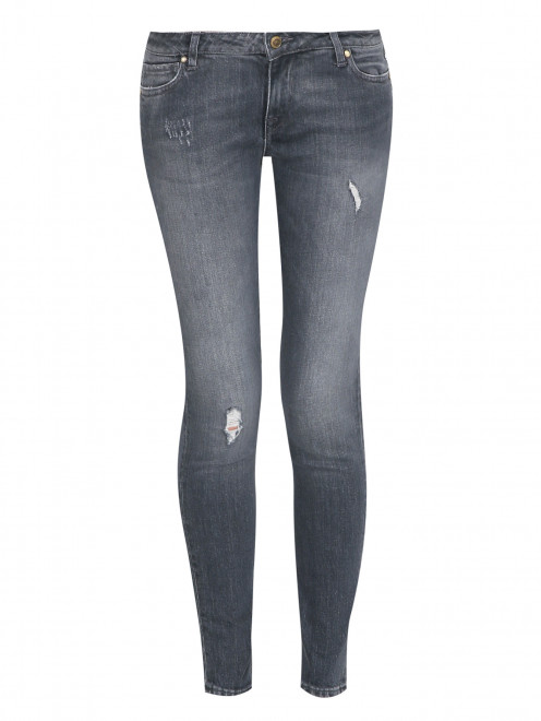 Укороченные джинсы с потертостями - Общий вид