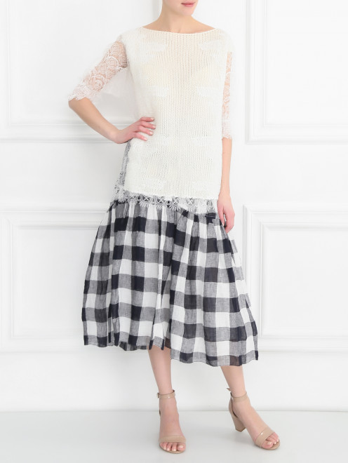 Юбка из льна в клетку Ermanno Scervino - МодельОбщийВид