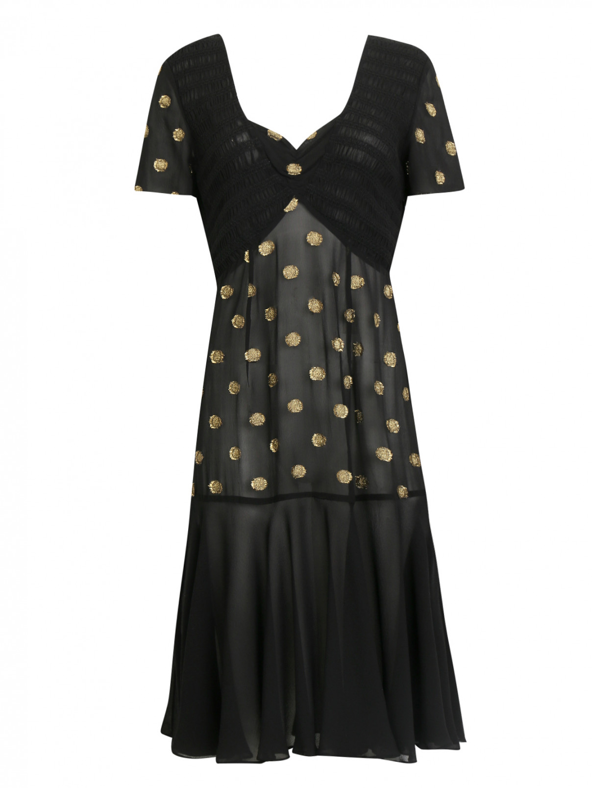 Платье из шелка с короткими рукавами Temperley London  –  Общий вид  – Цвет:  Черный